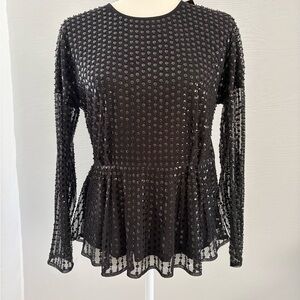 H&M Black Sequin Peplum Blouse